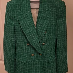 Zara green tweed blazer sz M